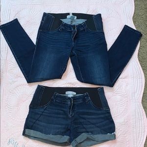 Maternity skinny jeans////maternity jean shorts